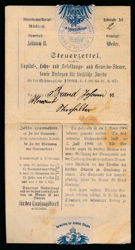 Kaiserlicher steuerzettel - kaiserlicher,
