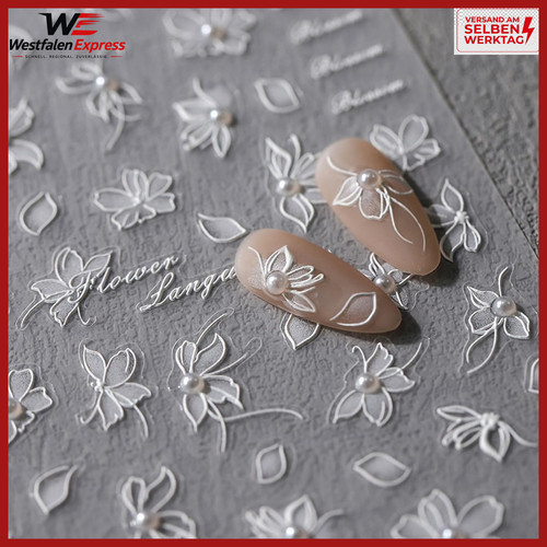 Nagelsticker weiße blumen - nagelsticker,
