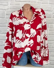 Italy Long Bluse Hemd Tunika Shirt Langarmbluse Print 44 46 48 Rot C411 NEU