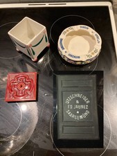 Jugendstil etc Konvolut Utzschneider Saargemünd Aschenbecher, Blumentopf, Fliese