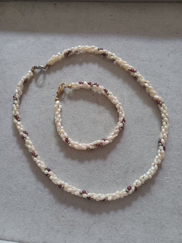 Perlen granat reihig - perlen/granat, armband
