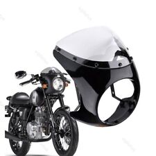 Glänzend schwarz Vintage Motorrad Umbau Haube Deflektor Scheinwerfer Abdeckung