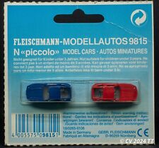 1/160 N Fleischmann piccolo Modellautos 9815, 2x Porsche, blau + rot, NOS