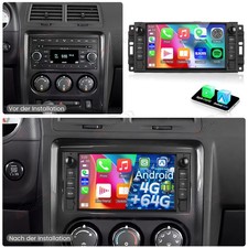 Android 15 Autoradio CarPlay 4+64GB WiFi GPS Navi Für Dodge Challenger 2009-2014