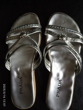 Luxus silberne PRADA Slipper