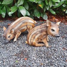 Gartenfigur Baby Wildschwein Figuren im 2 er Set  14 cm  Gartendeko Balkon Deko 