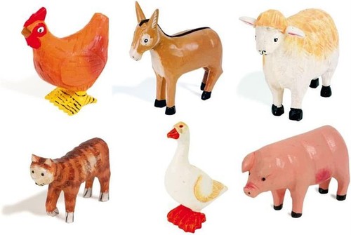 Tiere handgeschnitzt 6er - tiere, set