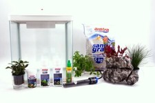 AquaOne Nano Aquarium HR schwarz weiß Komplettaquarium Mini inklusive Dekoration