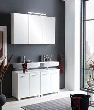 LED-Spiegelschrank 75x100x16 cm Weiß Glanz Badezimmer Medizinschrank Schrank NEU