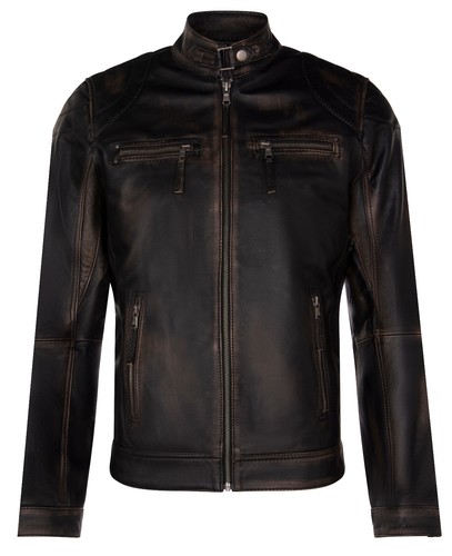 Herren schwarz leder - schwarz, biker