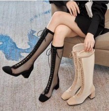 Knee high boots womens mesh - knee-high,