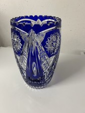Kristall Vase blau Ø 14 cm