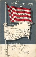 Ak Hansestadt Bremen, Flagge mit rot-weißen Streifen, Text 'GRUSS... - 4919005
