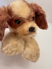 Alter Steiff Hund Floppy Cockie liegend Rassel in Pfote Mohair - 28 cm sehr rar