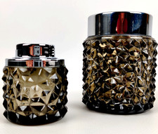 70er Jahre Raucherset Glas Eisglas – Erhard & Söhne Zigarettenspender Feuerzeug