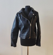 Trendy Damen (Kunst-)Lederjacke Bikerjacke Lederoptik schwarz Forever21 Gr. M