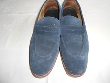 Herrenschuhe, Slipper, blau, Velour, Gr. 44