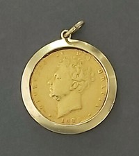 R104- Gold-Anhänger mit Goldmünze SOVEREIGN George IV - England 1825 - 585 