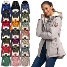 Marikoo warme Damen Winter Jacke Teddyfell gefüttert Winterjacke Kapuze NEU B802