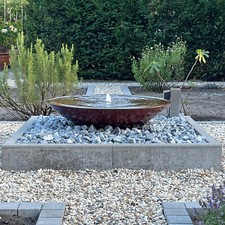 Wasserschalen Brunnen Cortenstahl komplett Set Ø 80 cm große Schale Edelrost LED