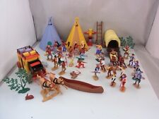 Alte Playmobil Indianer Cowboy Pferde Kutsche Kanu Zelt Figuren und Zubehör
