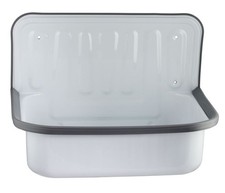 Ausgussbecken aus Stahl weiß Spülbecken Waschbecken ohne Überlauf | B-Ware