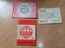 Becker Autoradio - Grand Prix Bedienungsanleitung + Service Heft + Schaltplan