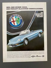 Alfa Romeo Spider 2000 Cabrio Roadster Oldtimer 1983 Vintage Ad Werbung Reklame