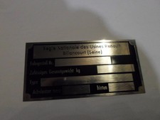 Typenschild Renault schild ID-plate Alu s101