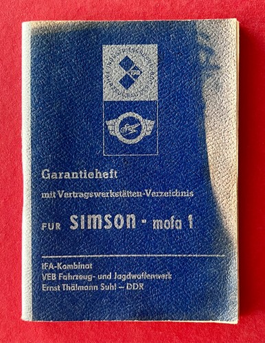 Ddr garantieheft für - für, simson