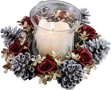 Christmas Wreath Für Kerzen, Weihnachts Kerzenringe Für Spitzkerzen, Kunstliche 