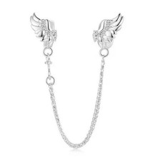 Charm 925 Silber Sicherheitskette Flügel Engel - Anhänger für Pandora Armband
