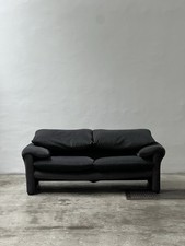 Cassina Maralunga 2-Seater Design Sofa Grey Black Bicolore Magistretti