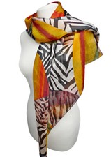 Zebra Muster Damen Seidentuch Tuch 100% Seide schwarz weiß gelb orange 1062 c