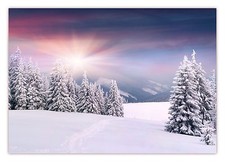 XXL Poster 100 x 70cm verschneiter Wald Winter Landschaft schneebedeckte Bäume