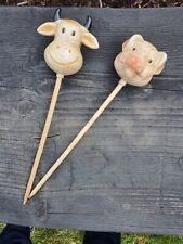 2 Grill Dekostecker Barbeque Grillparty Party Schweinekopf Kuhkopf Kuh Ferkel