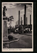 Zschornewitz, Golpaerstraße an der Schule, Ansichtskarte 1953 