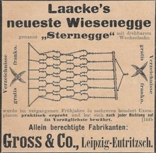 35/299 ANZEIGE AUS EINER ZEITUNG 1898 WIESENEGGE LEIPZIG EUTRITZSCH GROSS / Co