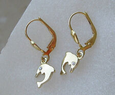 ♦️Delfin Ohrringe aus 14kt 585 Gold Ohrhänger mit Delphin Kinderohrringe ✪ 5876