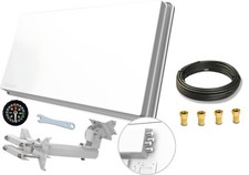 Sat Flachantenne 4 Teilnehmer Digital Quad LNB Satellitenanlage 20m Kabel Stecke