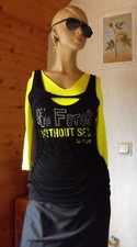 Sexy! Mega stylisches Oberteile-Set Neongrün/Schwarz Schnüre Cut S 36 Topzustand