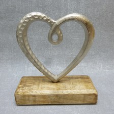 Formano Deko Herz Alu und Mangoholz antik silber Geschenk Hochzeit Sommer  