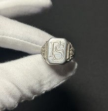 Jugendstil Art Dećo 835 Silber Siegelring Initialen PS