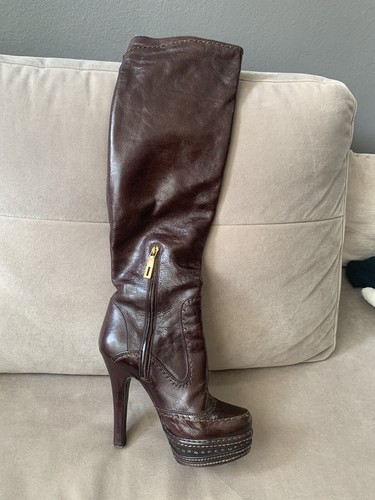 Prada leder stiefel rot - leder,