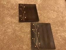 2 kleine Wandbilder , Holz 15x18cm, braun 