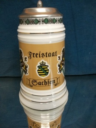 Bierkrug mit zinndeckel - mit,