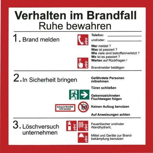 Hinweisschild verhalten im - -,