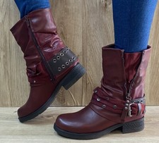 Damen Stiefel Biker Nieten