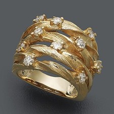 Großer Ring in Gold - mehrreihig mit Zirkonia Steinen Damen Gr. 55-63 vergoldet