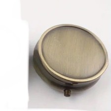 Pillendose Kleinteile  Dose für Unterwegs Bronze Antikdesign 3Fächer  5x1,8 cm 